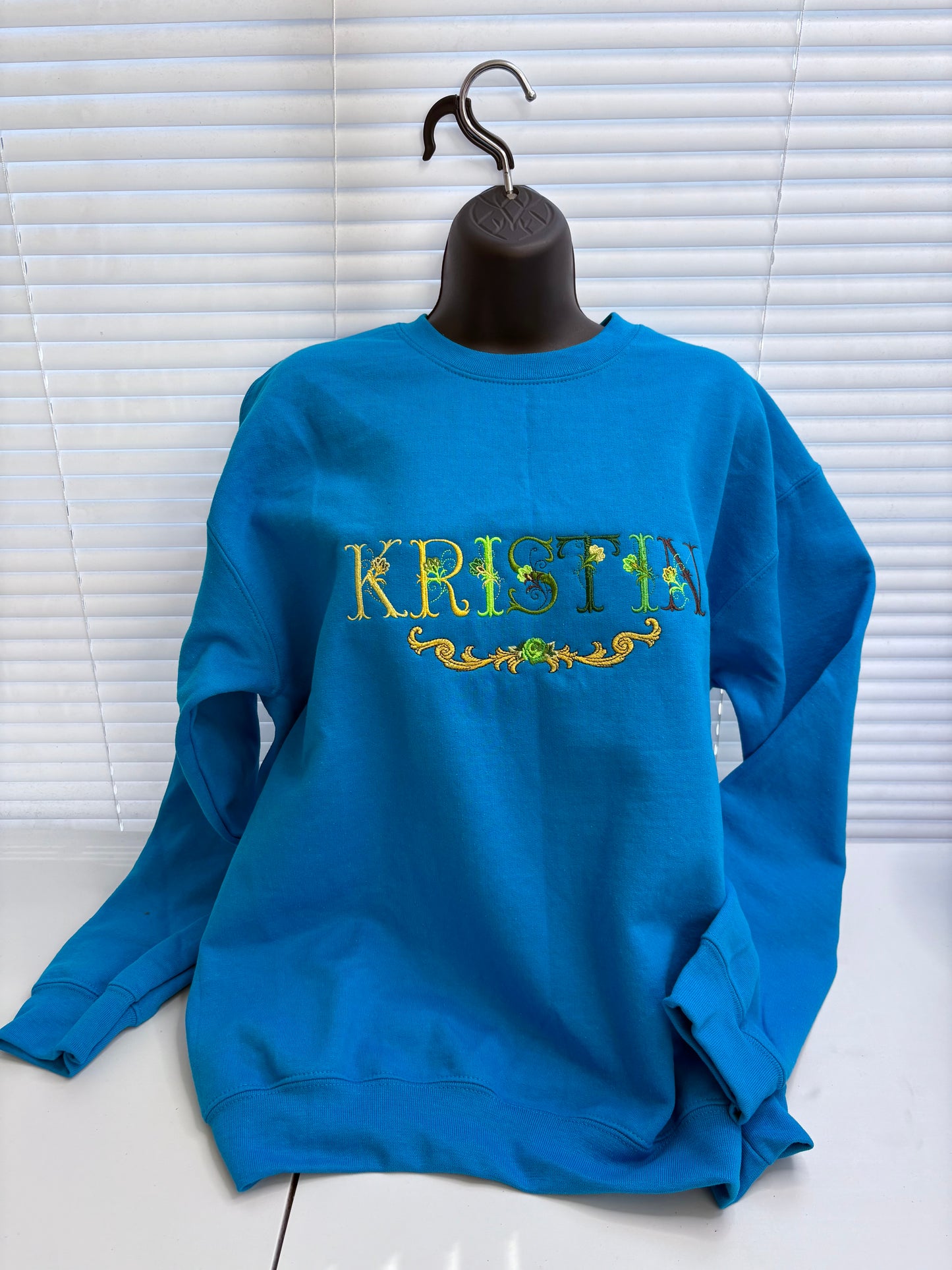 Custom Embroidered Floral Lettering Sweatshirt