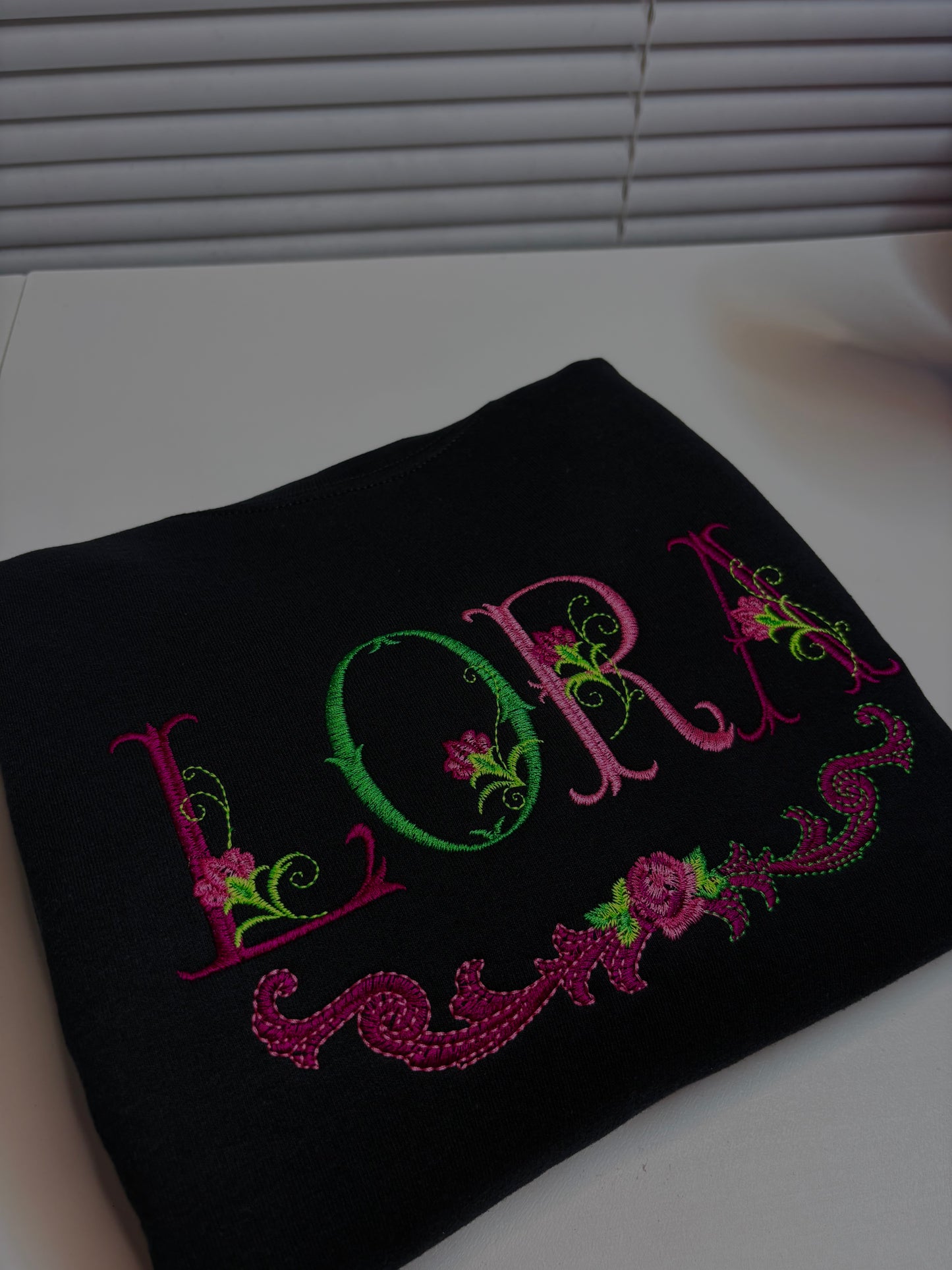 Custom Embroidered Floral Lettering Sweatshirt