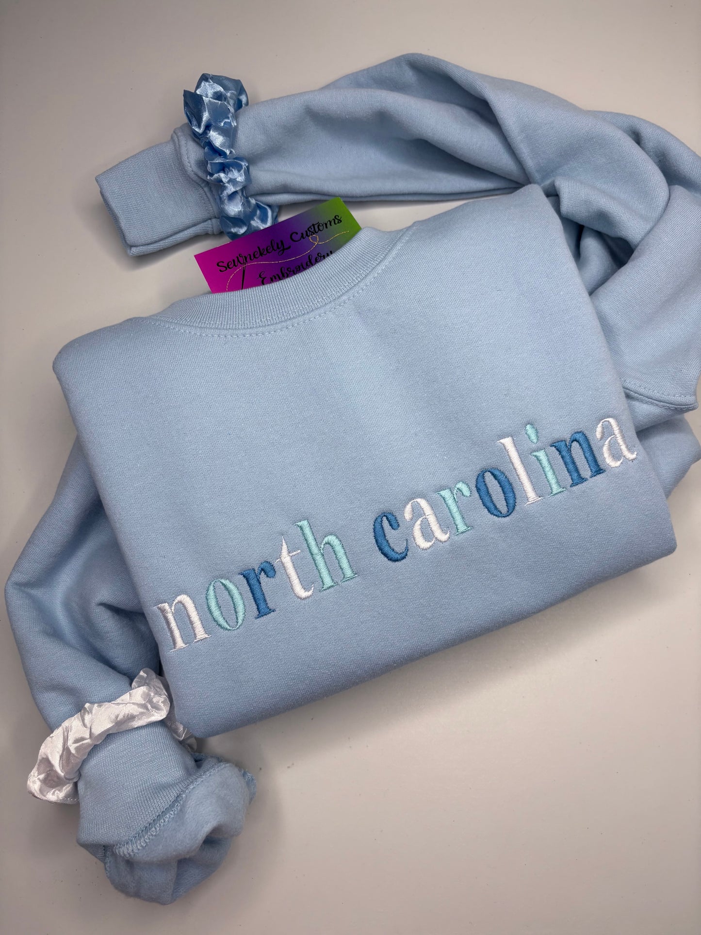 North Carolina/State Embroidered Lettering Sweatshirt