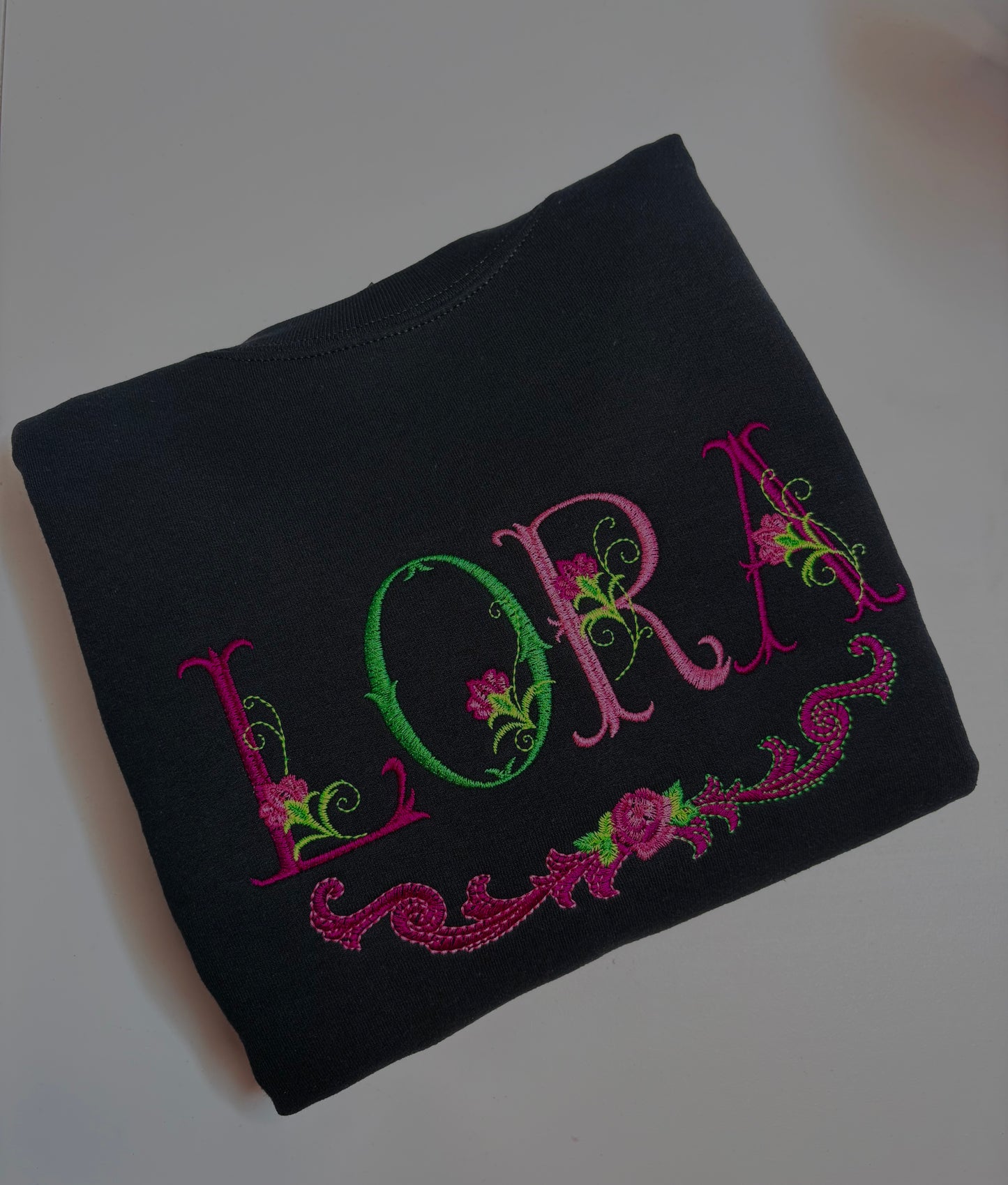 Custom Embroidered Floral Lettering Sweatshirt